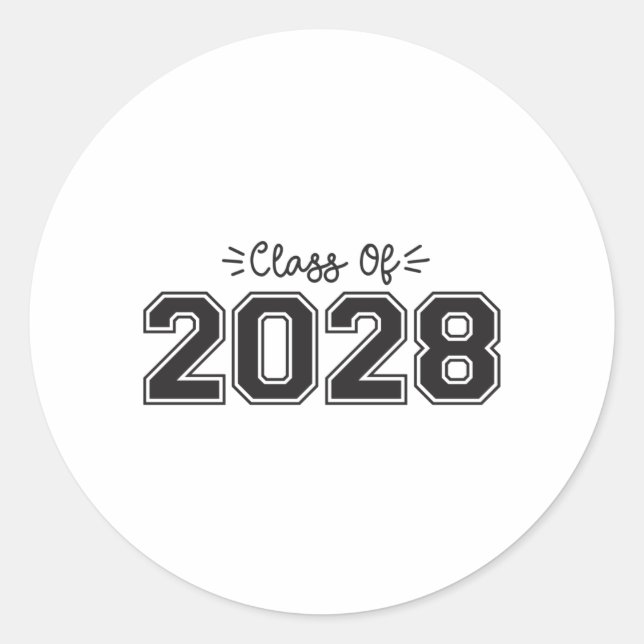 Adesivo Redondo mais velho 2028, Classe de Graduação 2028 (Frente)