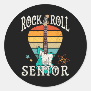 Adesivo Redondo Mais velho Rock N Roll 25 Vintage Legal Formando 2