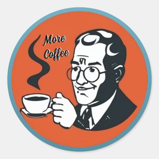 Adesivo Redondo Mais Vinheta de Café (Frente)