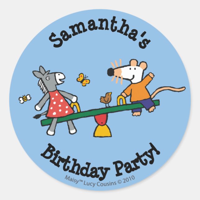 Adesivo Redondo Maisy e Dotty Seesaw no Playground (Frente)