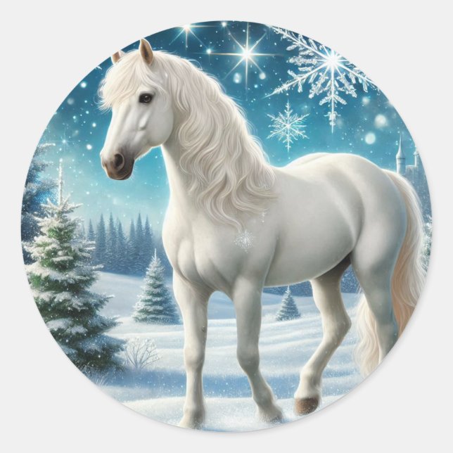 Adesivo Redondo "Majestade Snow Stallion Sticker" (Frente)