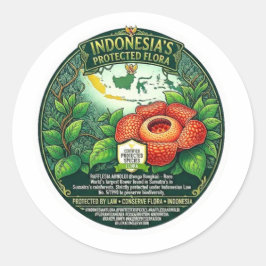Adesivo Redondo Majestosa Arte Rafflesia Arnoldii - Rara Indonésia