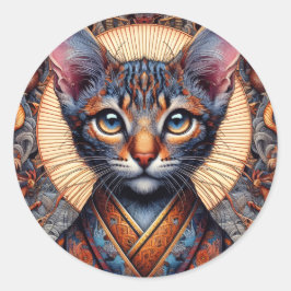 Adesivo Redondo Majestoso felino fantástico ornamentado mítico