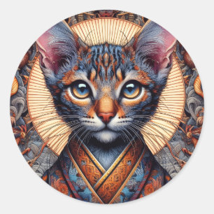 Adesivo Redondo Majestoso felino fantástico ornamentado mítico