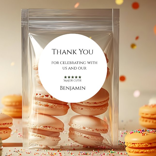 Adesivo Redondo Major Cutie Birthday Sticker Kids Party  (Criador carregado)