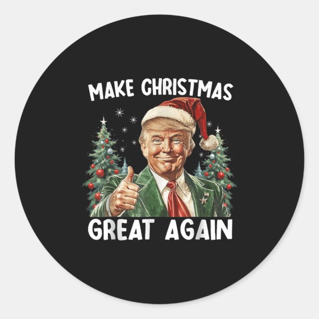 Adesivo Redondo Make Christmas Great Again Funny Santa Trump 2025  (Frente)