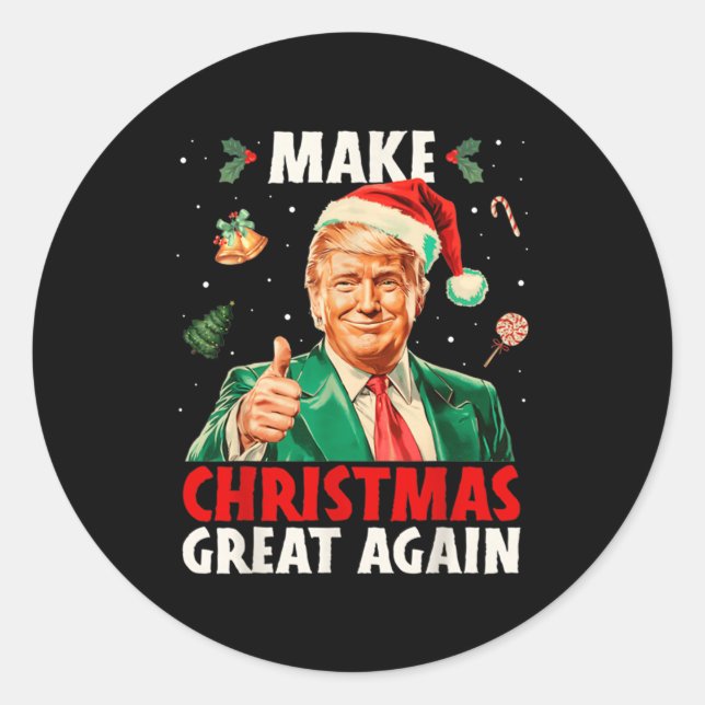 Adesivo Redondo Make Christmas Great Again Funny Santa Trump 2025  (Frente)
