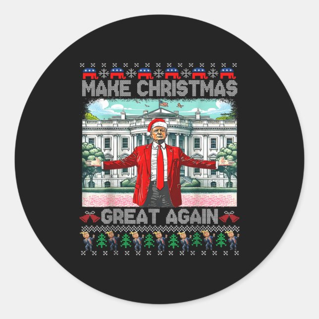Adesivo Redondo Make Christmas Great Again Xmas Funny Trump Pajama (Frente)