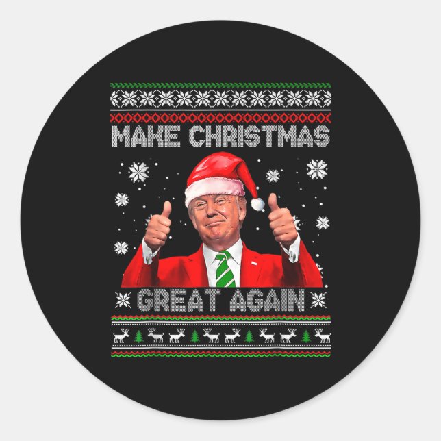Adesivo Redondo Make Christmas Great Again Xmas Funny Trump Pajama (Frente)
