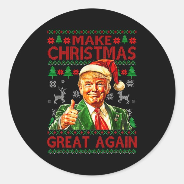Adesivo Redondo Make Christmas Great Again Xmas Funny Trump Pajama (Frente)