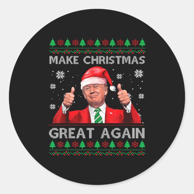 Adesivo Redondo Make Christmas Great Again Xmas Funny Trump Pajama (Frente)