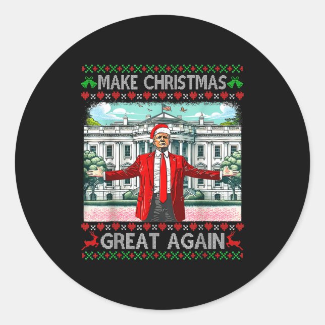 Adesivo Redondo Make Christmas Great Again Xmas Funny Trump Pajama (Frente)