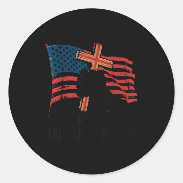 Adesivo Redondo Make Heaven Crowded Christian Patriotic Cross Amer (Frente)