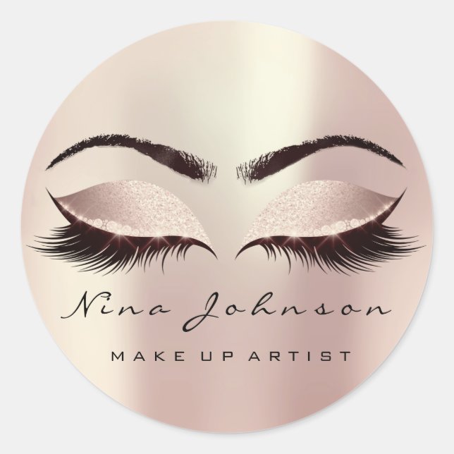 Adesivo Redondo Makeup Artist Beaust Blush Eye Glitter Lashes (Frente)