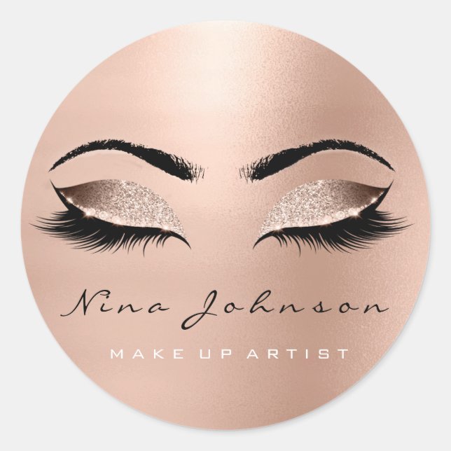 Adesivo Redondo Makeup Artist Beaust Rosa (Frente)