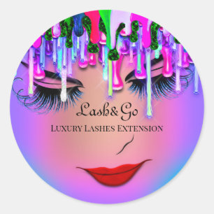 Adesivo Redondo Makeup Artist Blue Lashes Produto Vermelho Skinny