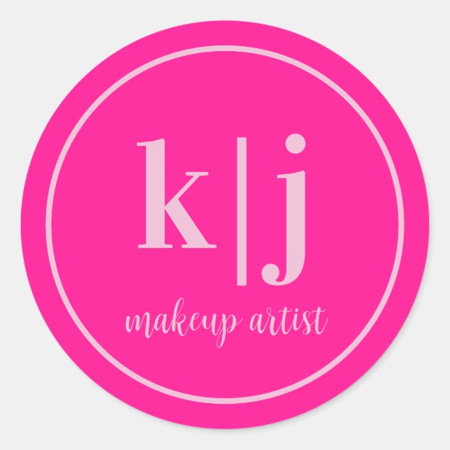 Adesivo Redondo Makeup Artist Custom Monogram Business (Frente)