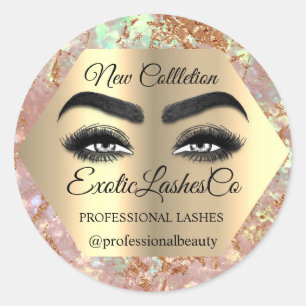Adesivo Redondo Makeup Artist Eyelash Logotipo Glitter Packaging S