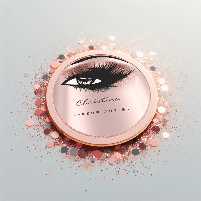 Adesivo Redondo Makeup Artist Glitter Eyelashes Brown Beauty (Makeup Artist Glitter Eyelashes Brown Beauty Classic Round Sticker)