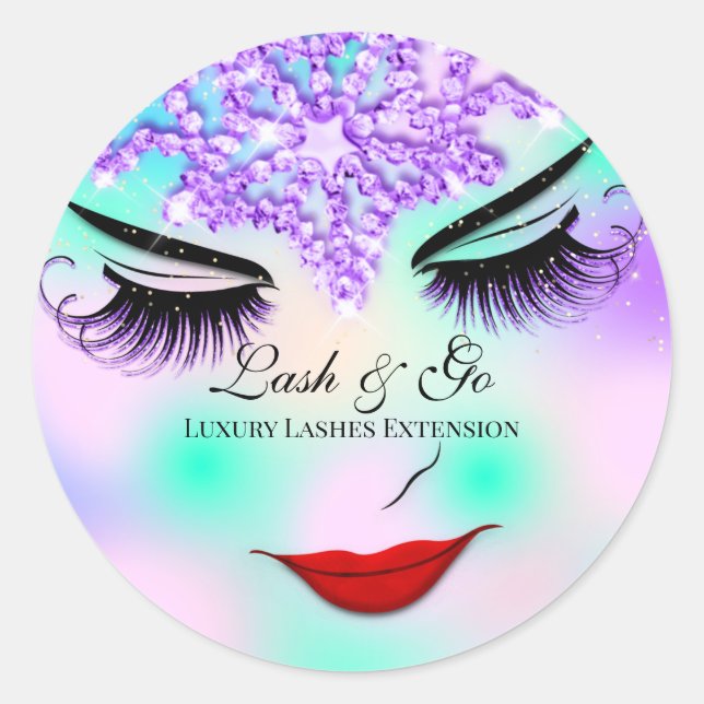 Adesivo Redondo Makeup Artist Lash Extension Beauple Comprar Roxo (Frente)