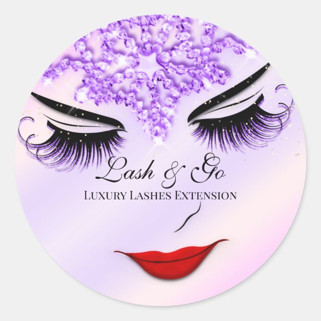 Adesivo Redondo Makeup Artist Lash Extension Diamond Purple (Frente)