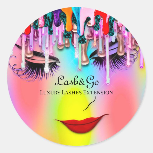 Adesivo Redondo Makeup Artist Lash Extension Drives Ombre Rainbow (Frente)