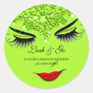 Adesivo Redondo Makeup Artist Lash Extension Lábios Diamond Verde