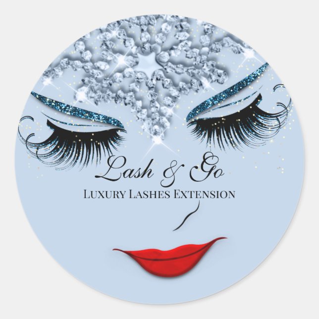 Adesivo Redondo Makeup Artist Lash Extension Lip Princess Blue (Frente)