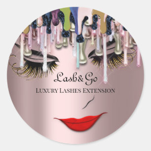 Adesivo Redondo Makeup Artist Lash Product Drivers Red Lábios Blu
