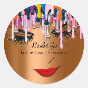 Adesivo Redondo Makeup Artist Lash Produto Dripe Lip Vermelho Rosa