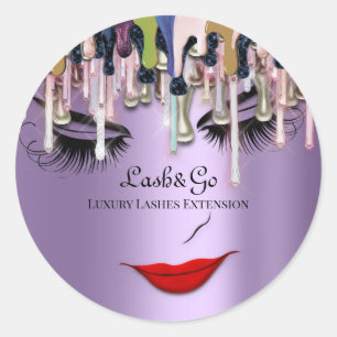 Adesivo Redondo Makeup Artist Lashes Product Drivers Purple Rosa