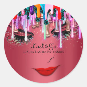 Adesivo Redondo Makeup Artist Lashes Product Drivers Red Glitter