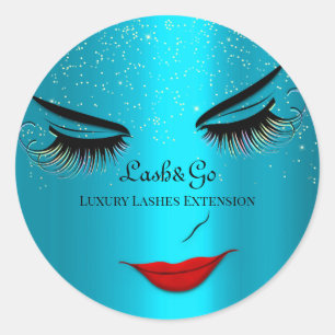 Adesivo Redondo Makeup Artist Lashes Product Drives Blue