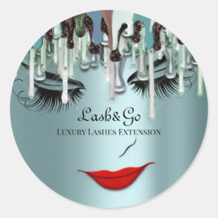 Adesivo Redondo Makeup Artist Lashes Product Drives Mint Green Blu