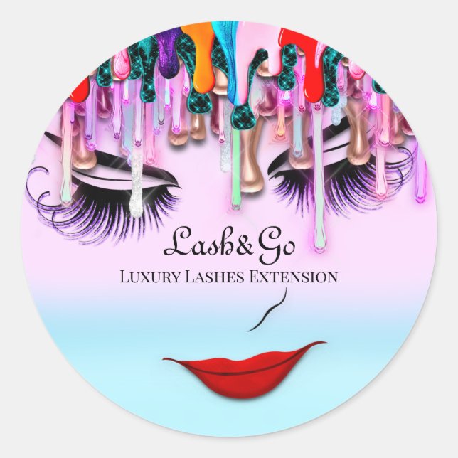 Adesivo Redondo Makeup Artist Lashes Product Ombre (Frente)