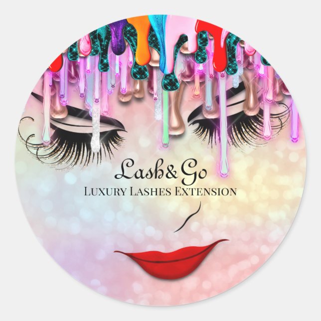 Adesivo Redondo Makeup Artist Lashes Produto Drives Holographic (Frente)