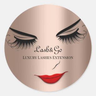 Adesivo Redondo Makeup Artist Lashes Produto Lábios Vermelho Rosa