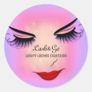 Adesivo Redondo Makeup Artist Lashes Produto Vermelho Púrpura Blu