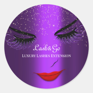 Adesivo Redondo Makeup Artist Lashes Produto Vermelho Roxo