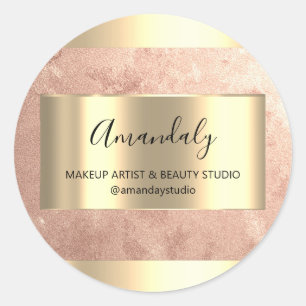 Adesivo Redondo Makeup Beauty Compra Frame Dourada Favor Rosa