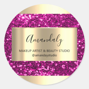 Adesivo Redondo Makeup Beauty Compra Frame Dourado Favor Obrigado 