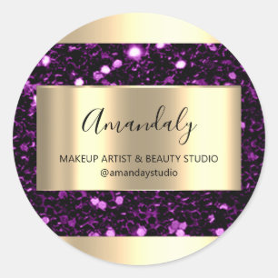 Adesivo Redondo Makeup Beauty Compra Frame Dourado Favor Violeta R