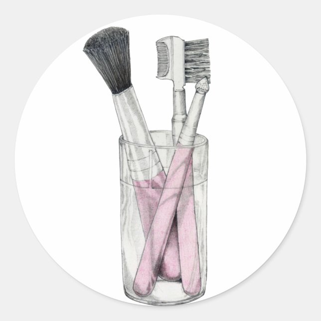 Adesivo Redondo Makeup Brushes Sticker (Frente)