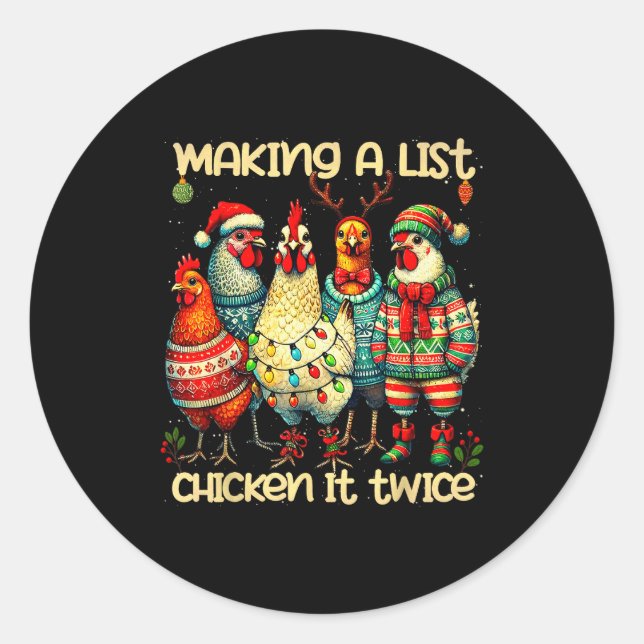 Adesivo Redondo Making A List Chicken It Twice Funny Mama Chicken  (Frente)