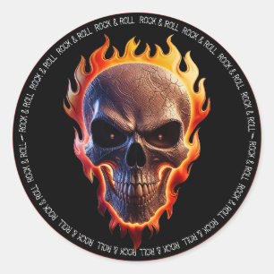 Adesivo Redondo Mala do Instrumento Musical Rock & Roll Heavy Meta