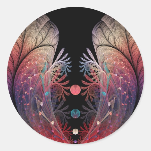 Adesivo Redondo Malabarismo Abstrato Fantasia Moderna Arte Fractal (Frente)