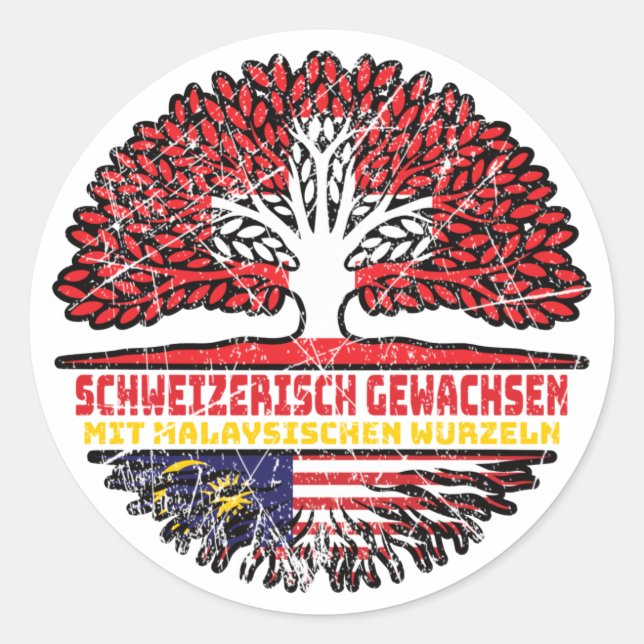 Adesivo Redondo Malaysisch Schweizer Schweiz Baum Wurzel (Frente)