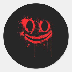 Adesivo Redondo Maldita fantasia de Halloween Eu sorriso de sangue