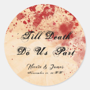 Adesivo Redondo Maldito Livro Vintage Casamento Gótico de Hallowee