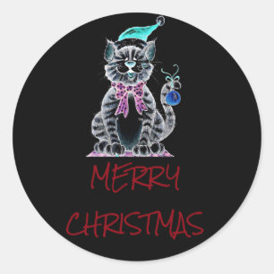 ADESIVO REDONDO MALDITO **MERRÍCULA NATAL** COM KITTEN